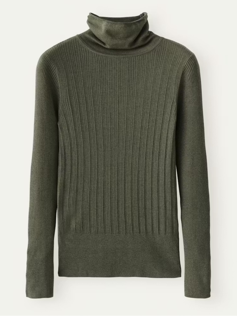 Silk & Cashmere Blend Ribbed Sweater Dark Moss Classic Comfort Luxurious